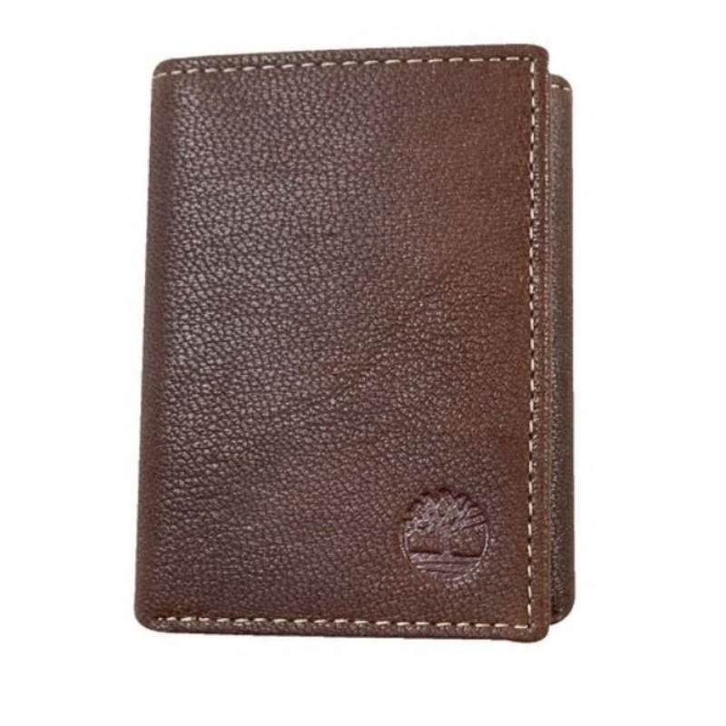Timberland Mens Slim Blix Trifold Brown Leather Wallet