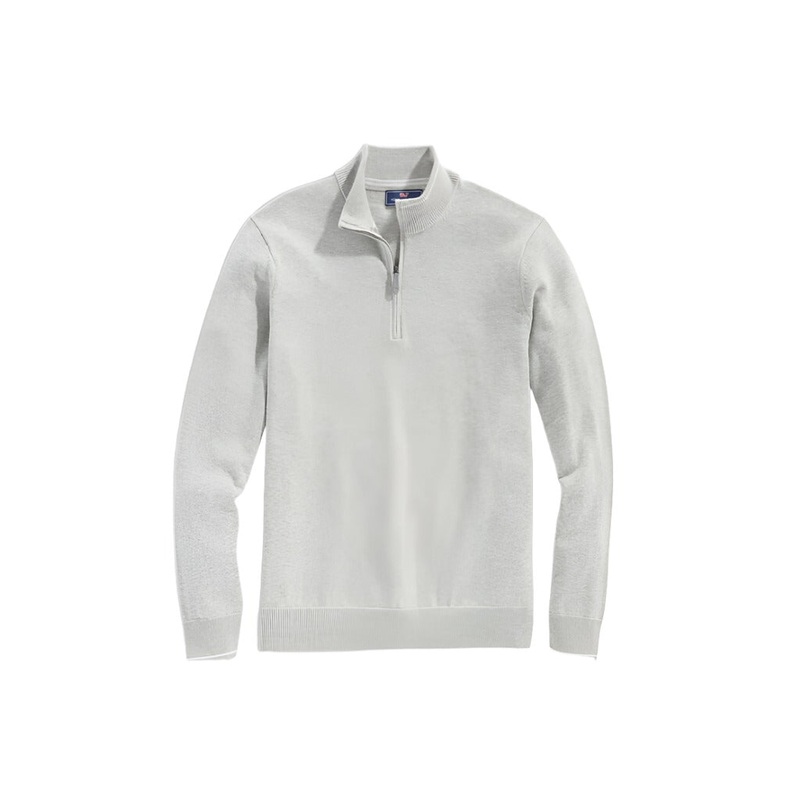 Vineyard Vines Mens Boathouse Tipped Quarter Zip Sweater
