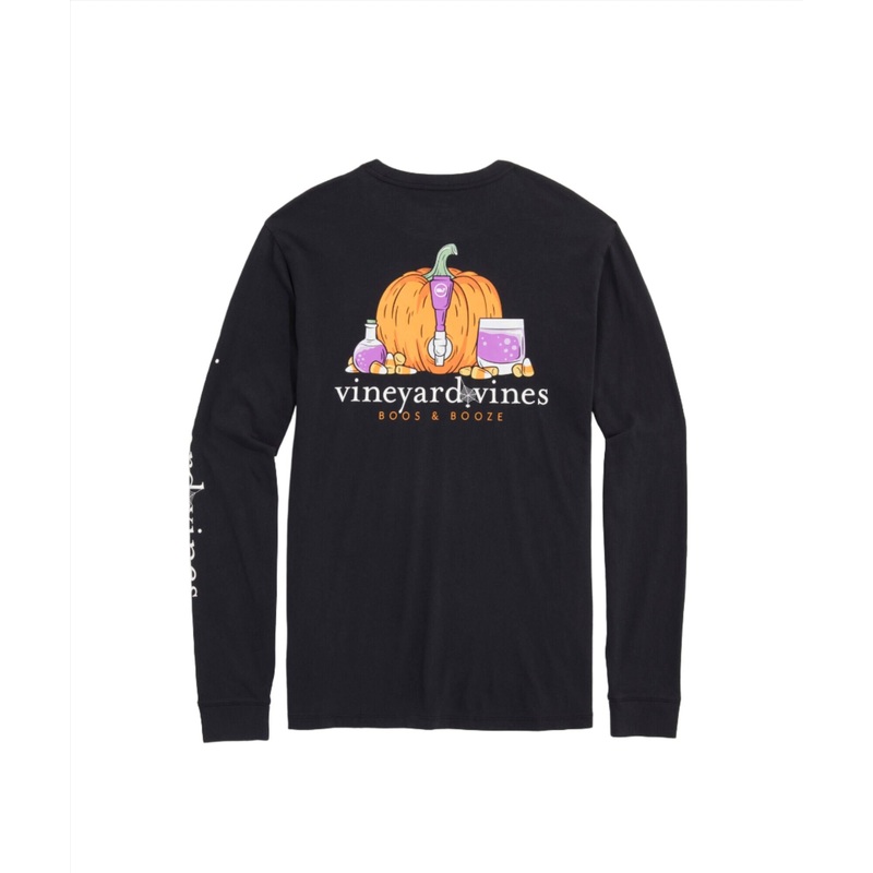 Vineyard Vines Mens Boos And Booze Long Sleeve Pocket T-Shirt