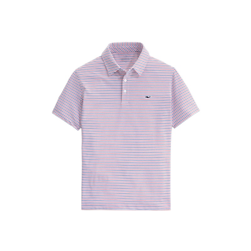 Vineyard Vines Mens Bradley Stripe Sankaty Performance Short Sleeve Polo Shirt