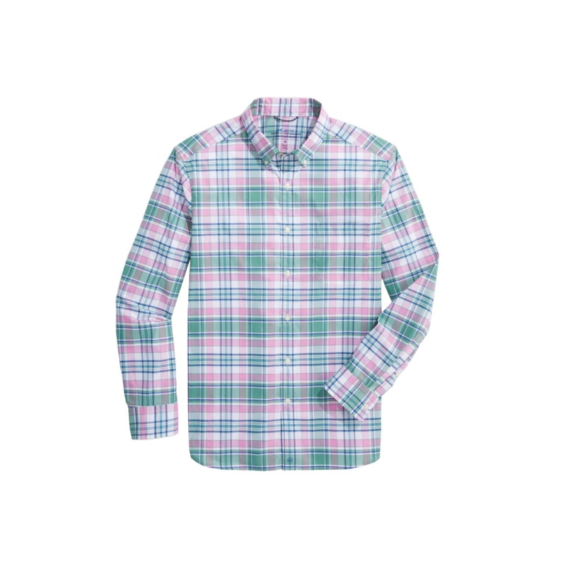 Vineyard Vines Mens Classic Fit On-The-Go brrr Button Down Long Sleeve Plaid Shirt