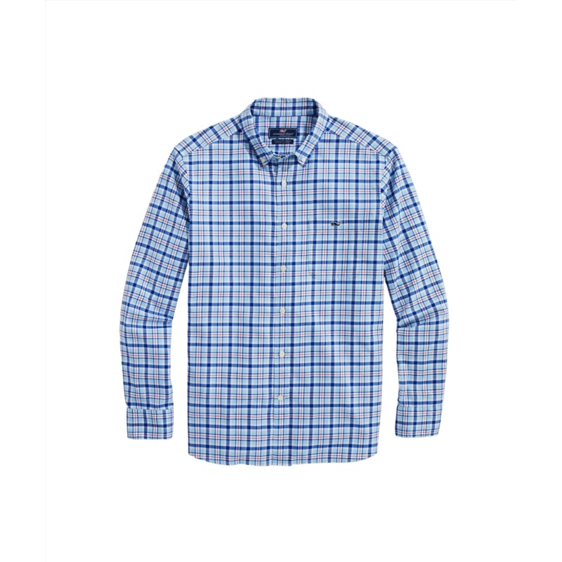 Vineyard Vines Mens Classic Fit Plaid Twill Long Sleeve Shirt