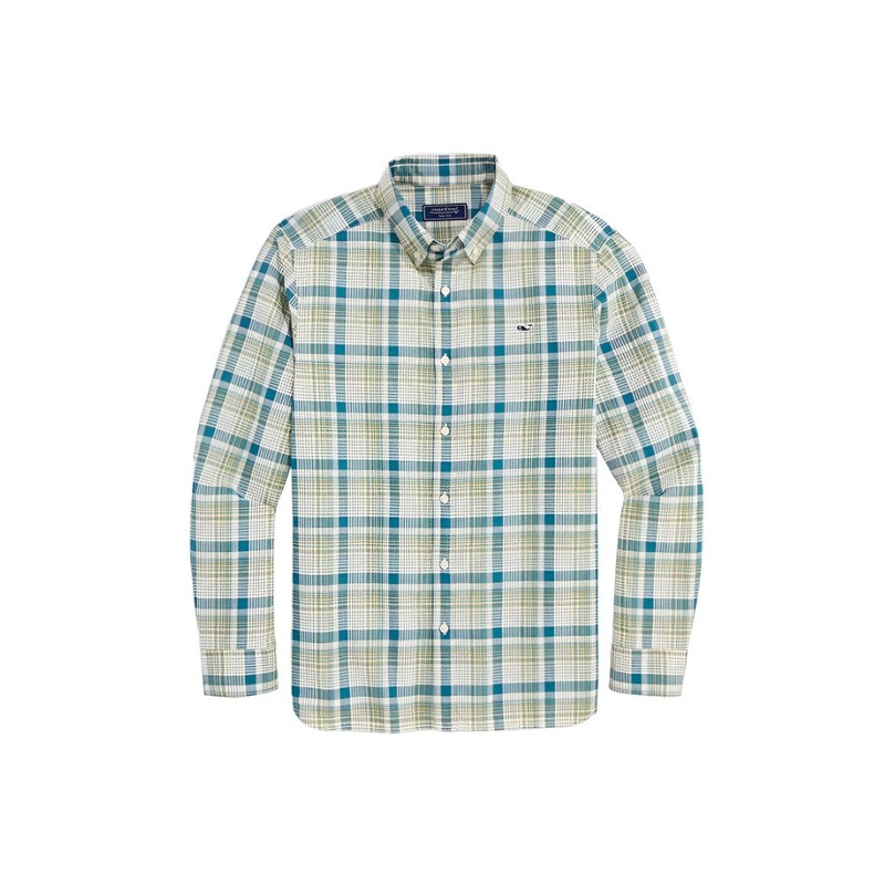 Vineyard Vines Mens Cotton Madras Plaid Long Sleeve Button Down Shirt