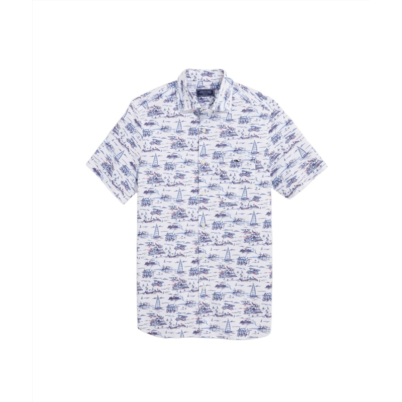 Vineyard Vines Mens Edgartown poplin Short Sleeve Button Down Shirt