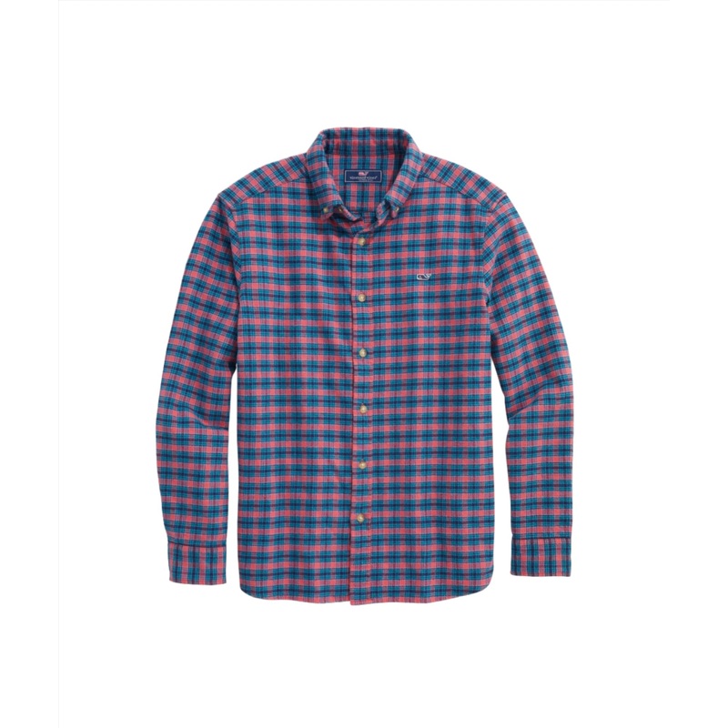 Vineyard Vines Mens Flannel Check Whale Long Sleeve Plaid Shirt