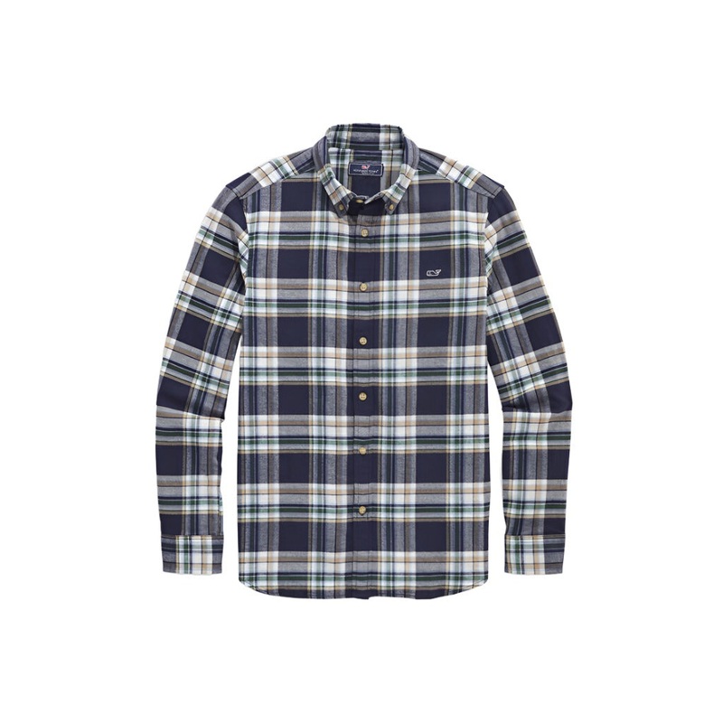 Vineyard Vines Mens Flannel Whale Long Sleeve Button Down Shirt