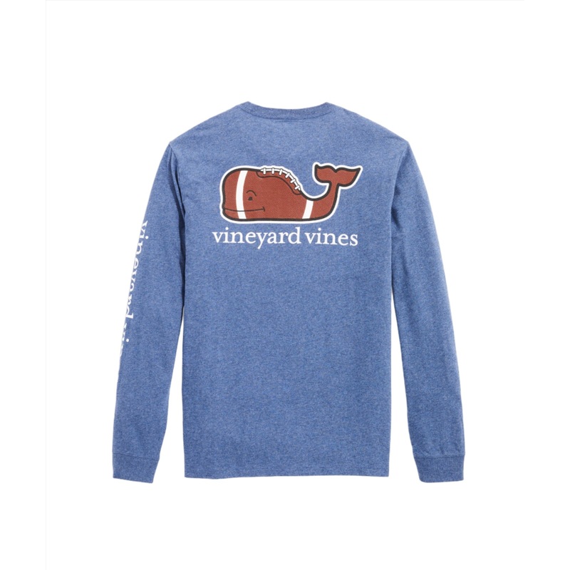 Vineyard Vines Mens Football Whale Long Sleeve Pocket T-Shirt