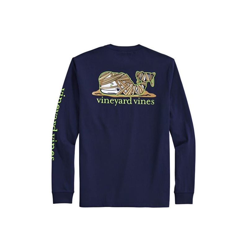 Vineyard Vines Mens Glow-In-The-Dark Mummy Whale Long Sleeve T-Shirt