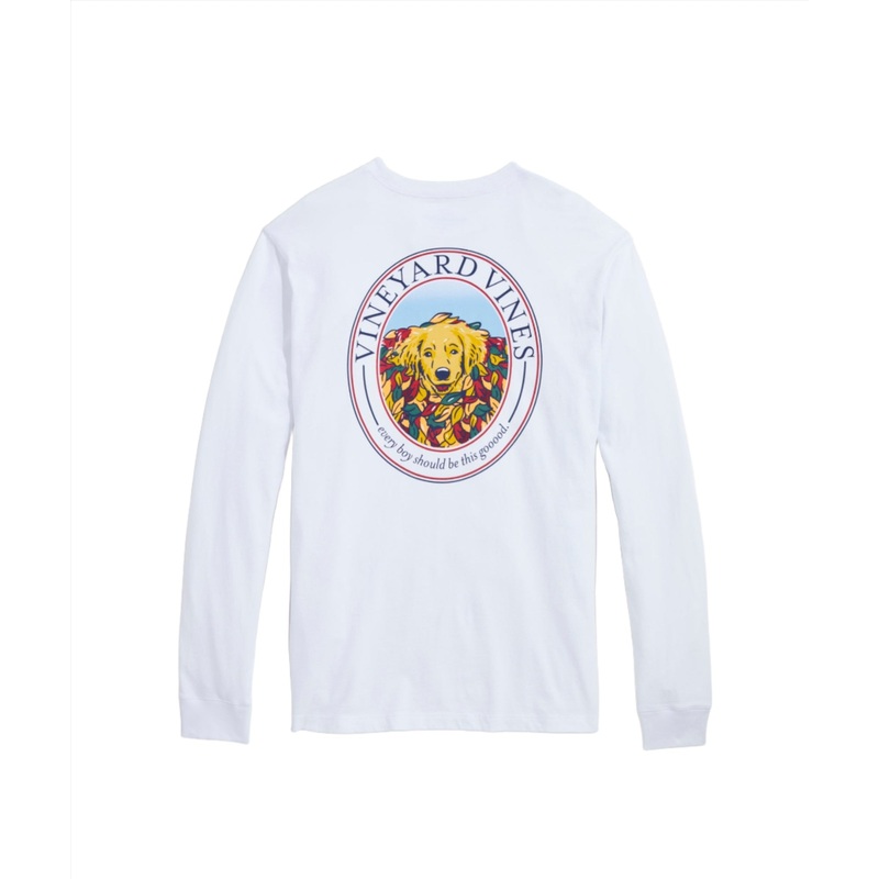 Vineyard Vines Mens Leaf Pile Doggy Long Sleeve T-Shirt