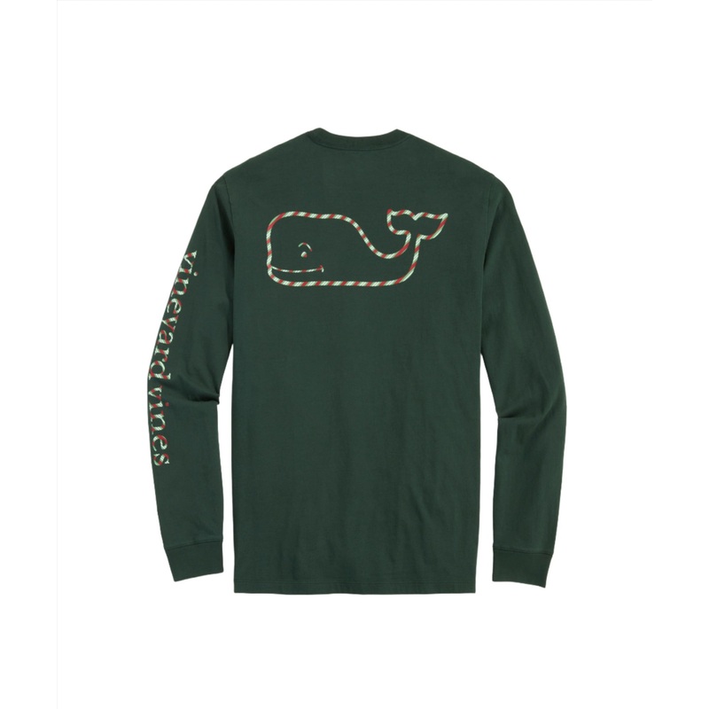 Vineyard Vines Mens Peppermint Whale Long Sleeve Pocket T-Shirt