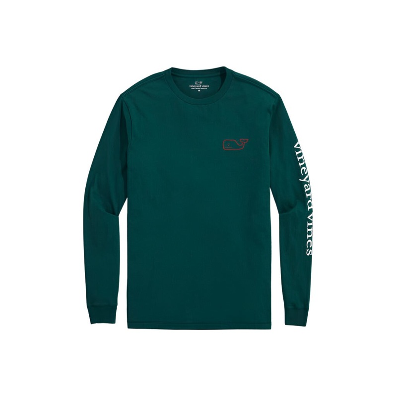 Vineyard Vines Mens Plaid Applique Whale Long Sleeve T-Shirt