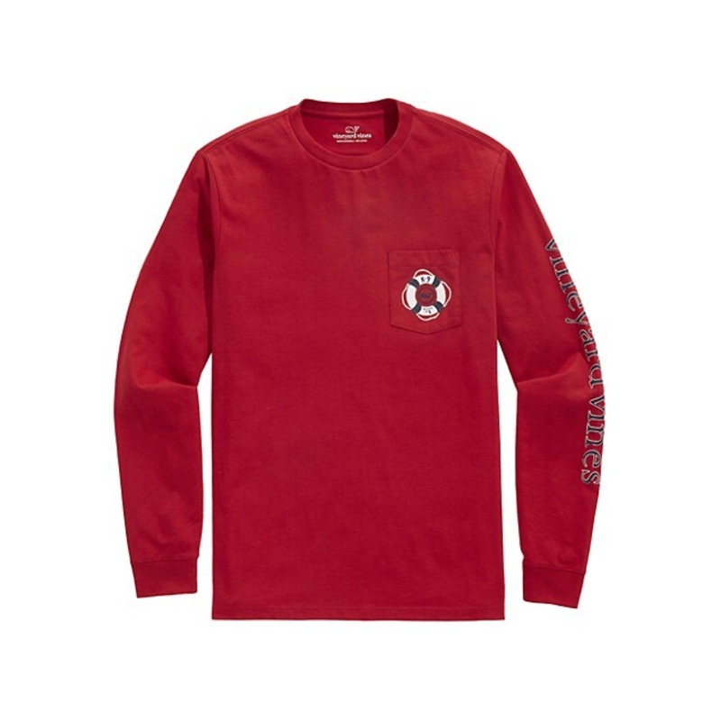 Vineyard Vines Mens Rescue Pup Pocket Long Sleeve T-Shirt