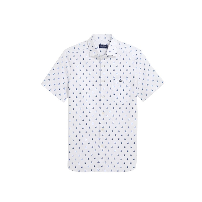 Vineyard Vines Mens Sailboat Woven Short Sleeve Button Down Shirt