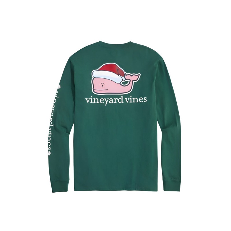 Vineyard Vines Mens Santa Whale Long Sleeve T-Shirt