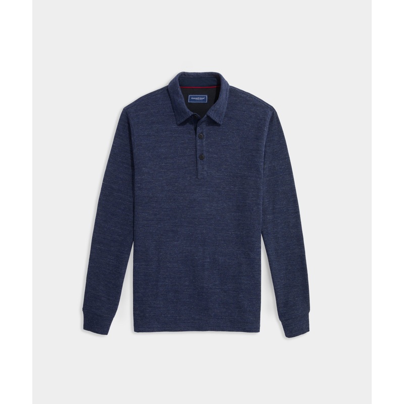 Vineyard Vines Mens Textured Long Sleeve Polo Shirt