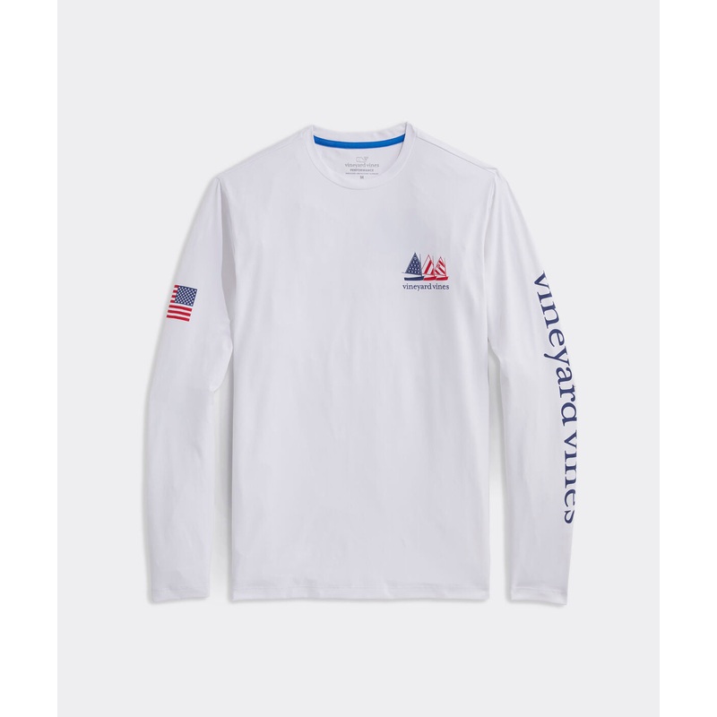 Vineyard Vines Mens USA Catboats Harbor Performance Long Sleeve T-Shirt