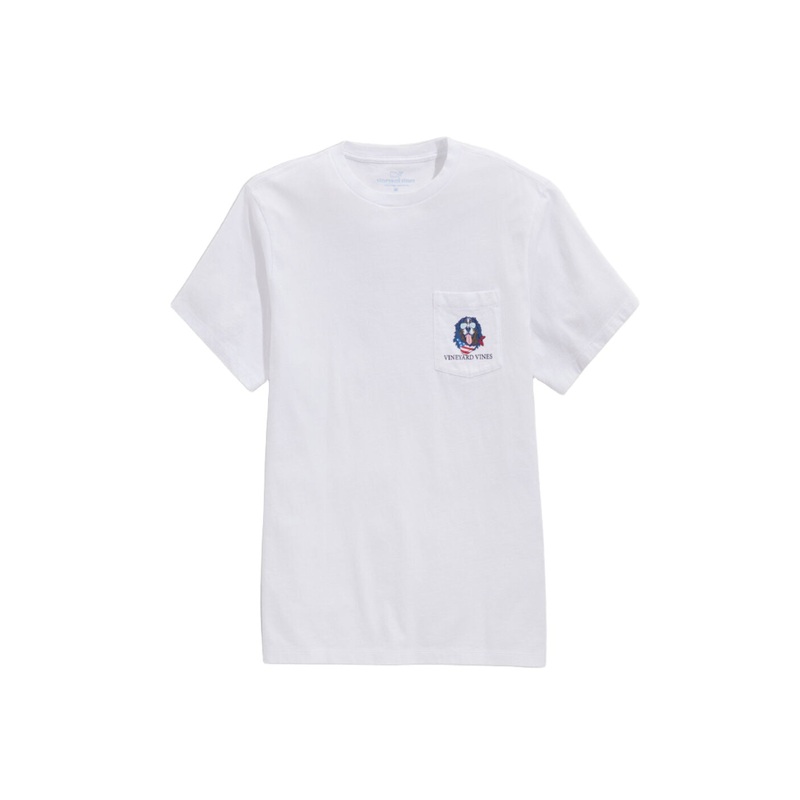 Vineyard Vines Mens USA Flag Mountain Dog Pocket Short Sleeve T-Shirt