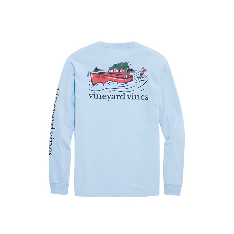 Vineyard Vines Mens Water Skiing Santa Long Sleeve T-Shirt