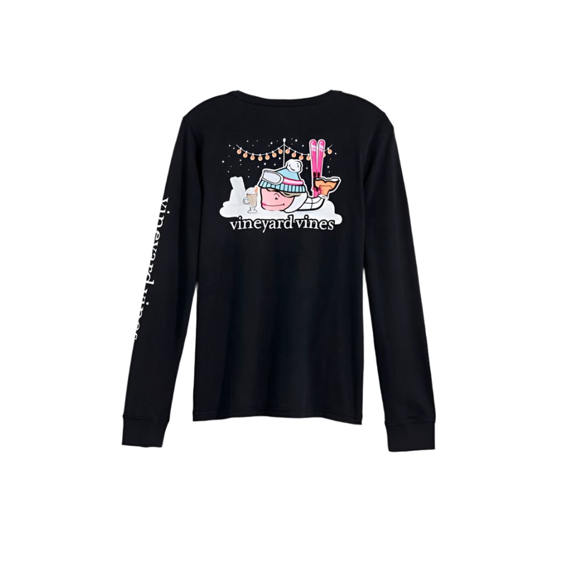 Vineyard Vines Womens Aprs Ski Whale Long Sleeve Pocket T-Shirt