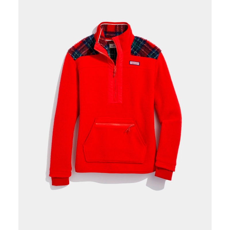 Vineyard Vines Womens Aprs Tartan SuperShep Quarter Zip Sweatshirt