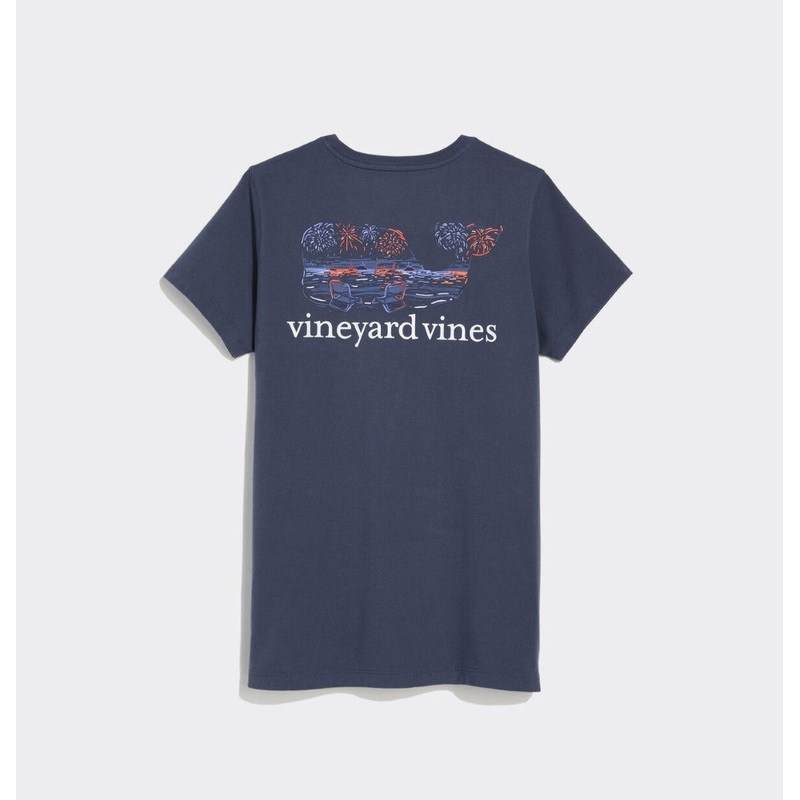 Vineyard Vines Womens Beach Fireworks Short Sleeve Pocket T-Shirt