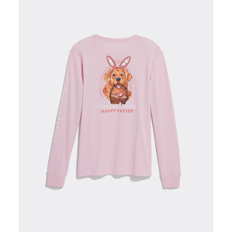 Vineyard Vines Womens Easter Dog Long Sleeve Pocket T-Shirt