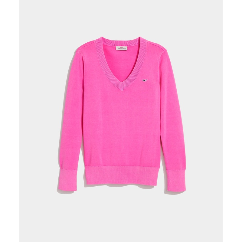 Vineyard Vines Womens Heritage Cotton V-Neck Sweater