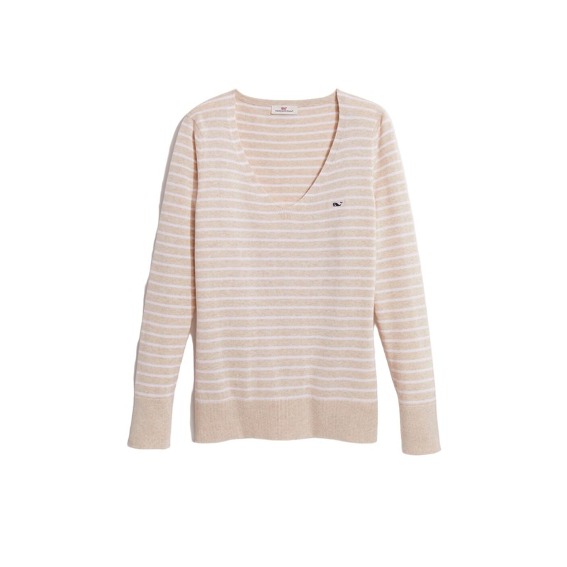 Vineyard Vines Womens Heritage Stripe V-Neck Sweater