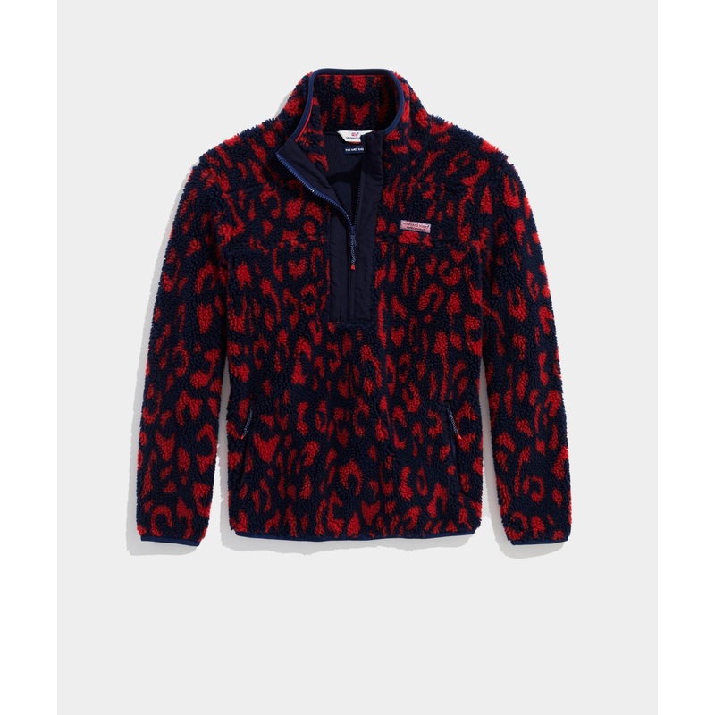 Vineyard Vines Womens Leopard Sherpa SuperShep Sweatshirt