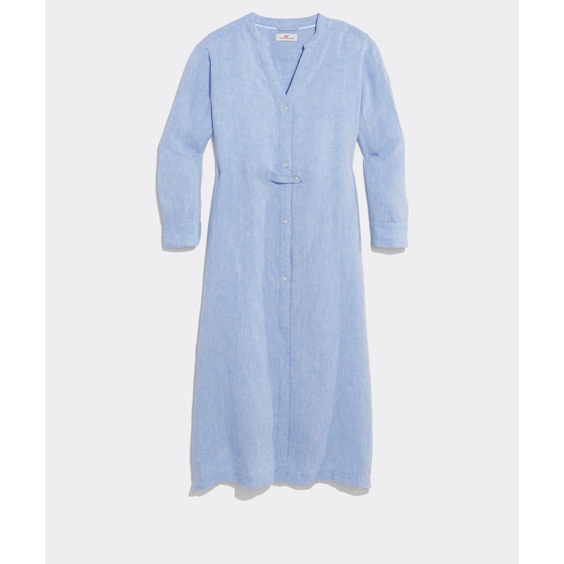 Vineyard Vines Womens Linen Buttondown Midi Cover-Up Dress