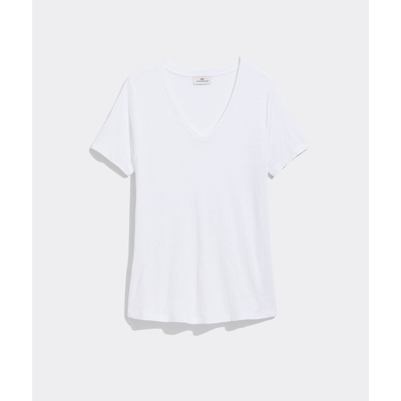 Vineyard Vines Womens Linen V-Neck Short Sleeve T-Shirt