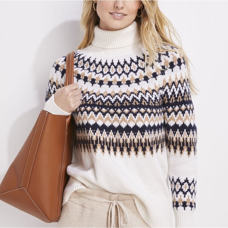 Vineyard Vines Womens Nordic Fair Isle Turtleneck Sweater