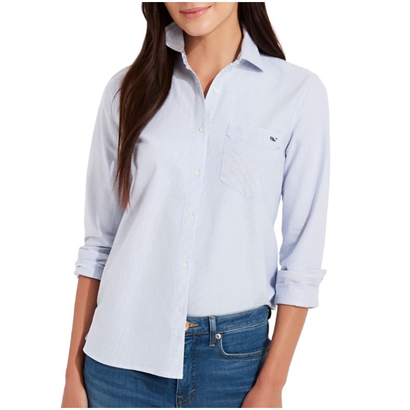 Vineyard Vines Womens Oxford Striped Chilmark Button Down Long Sleeve Shirt