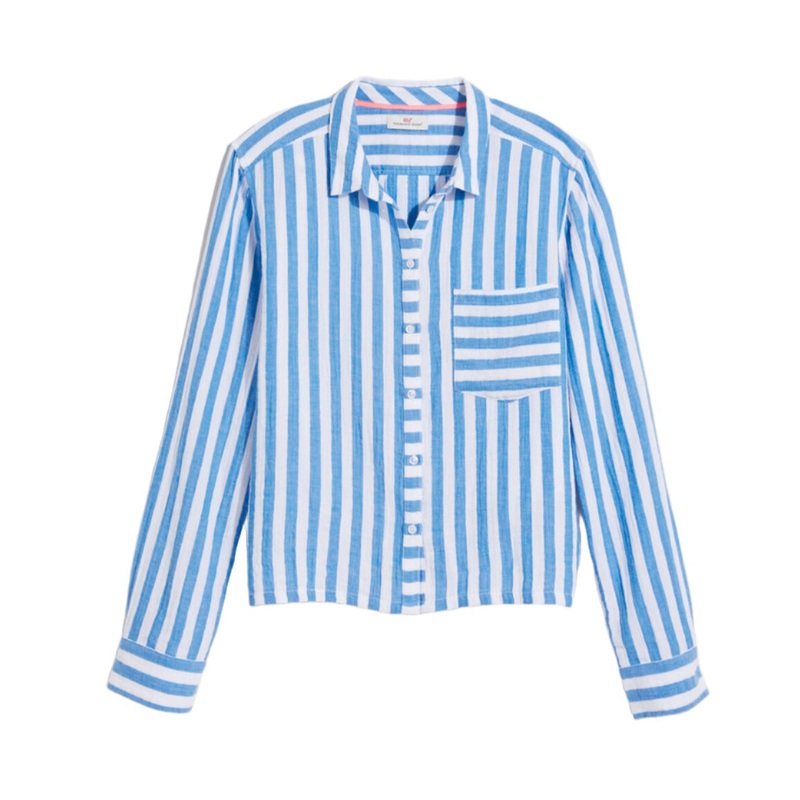 Vineyard Vines Womens Seastitch Double Gauze Long Sleeve Button Down Shirt