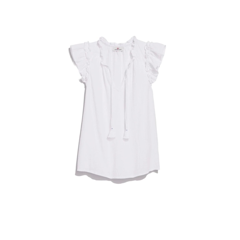 Vineyard Vines Womens Seastitch Double Gauze Ruffle Popover Shirt