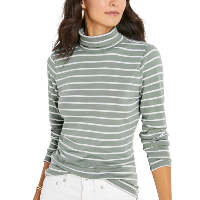 Vineyard Vines Womens Simple Striped Turtleneck Sweatshirt