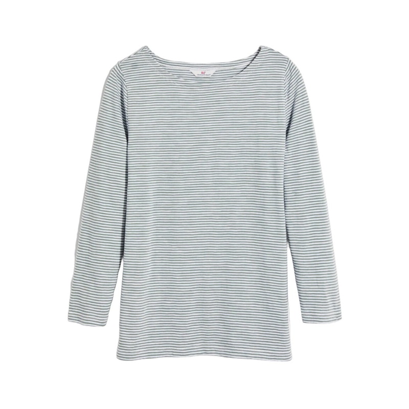 Vineyard Vines Womens Slub Simple Boatneck 3/4 Sleeve Top