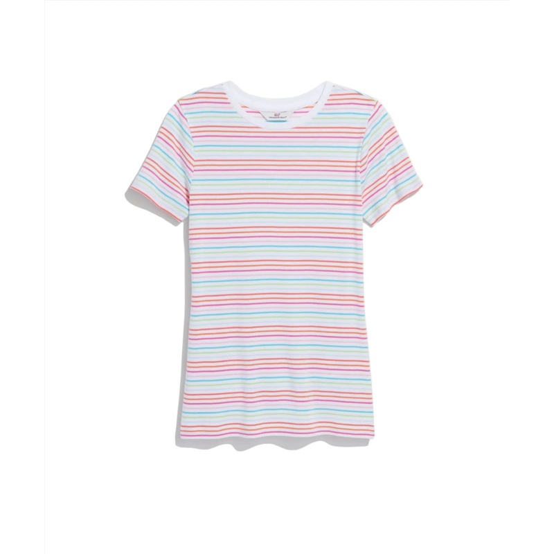 Vineyard Vines Womens Striped Crewneck Short Sleeve T-Shirt