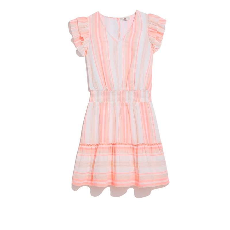 Vineyard Vines Womens Striped V-Neck Smocked Dress