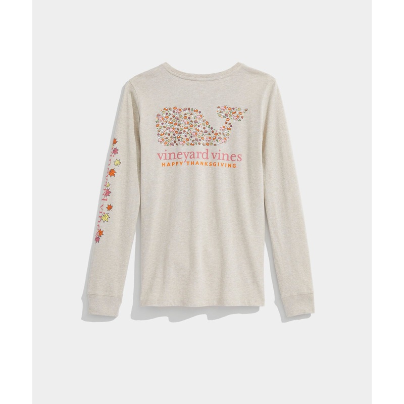 Vineyard Vines Womens Thanksgiving Whale Long Sleeve Pocket T-Shirt