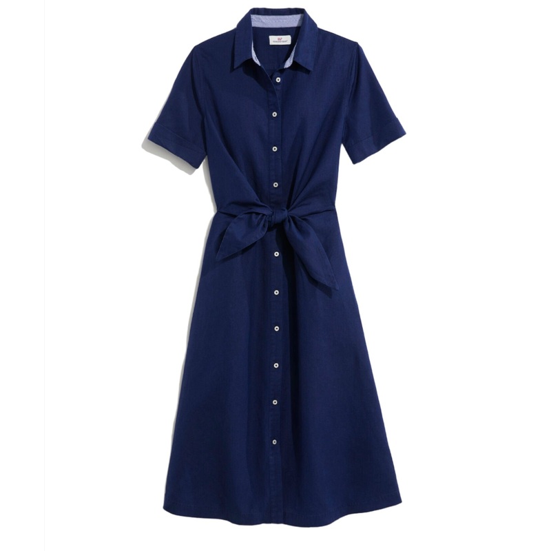Vineyard Vines Womens Westerly Tie-Front Linen Dress