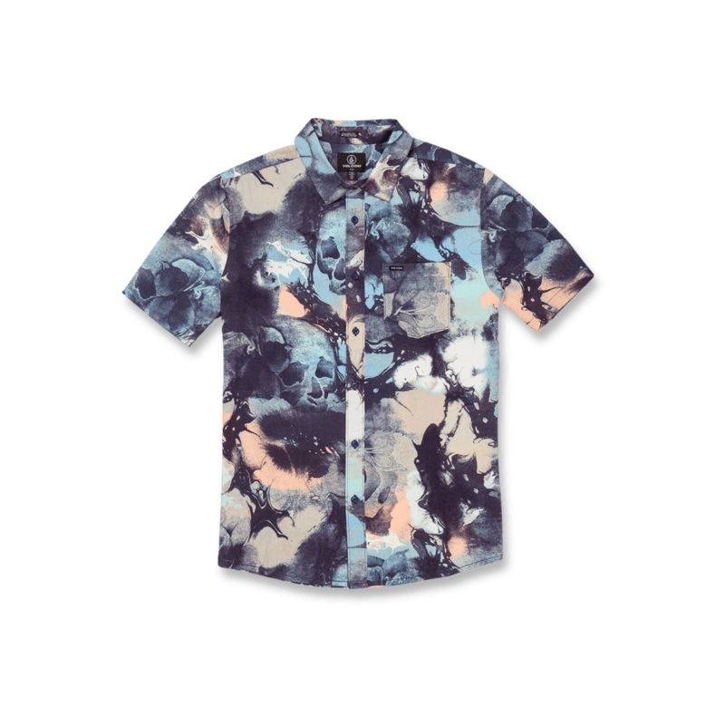 Volcom Mens Skulli Print Short Sleeve Button Down Shirt