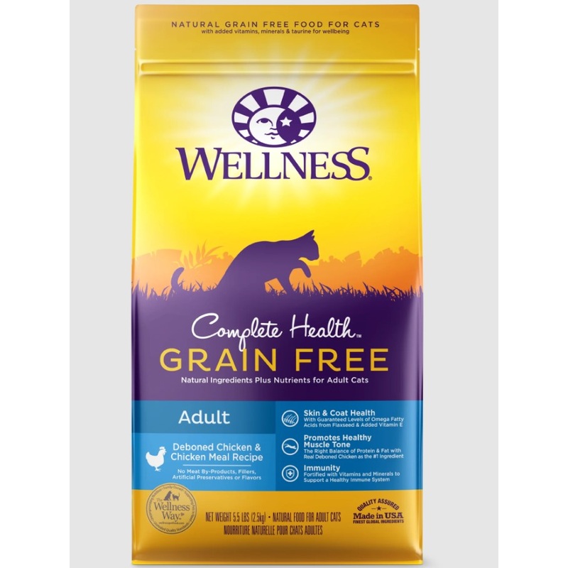 Wellness Complete Health Grain Free Adult Deboned Chicken & Chicken Cat Food – 5.8 lbs.