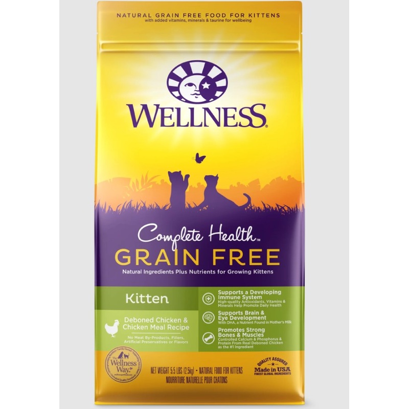 Wellness Complete Health Grain Free Deboned Chicken & Chicken Meal Kitten Food – 5 lbs.