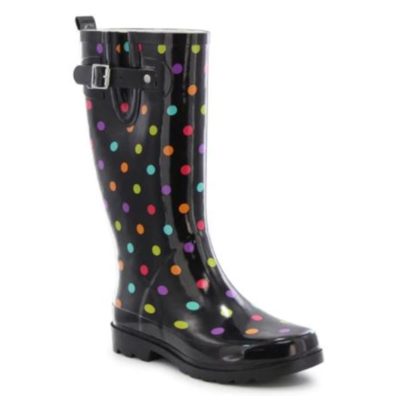 Western Chief Womens Black Dot City Rubber Rain Boot