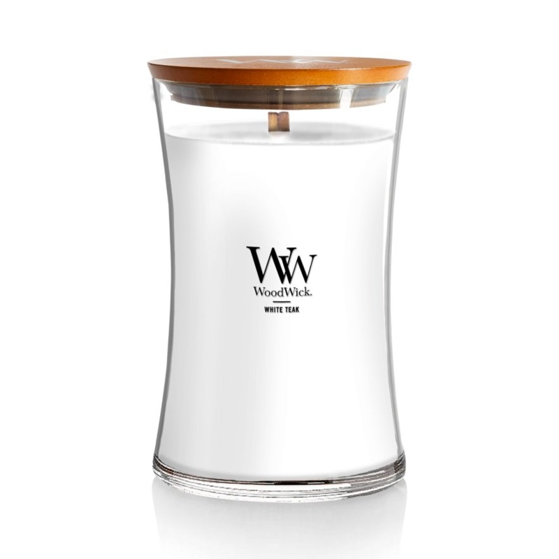 WoodWick Large Hourglass Candle – White Teak