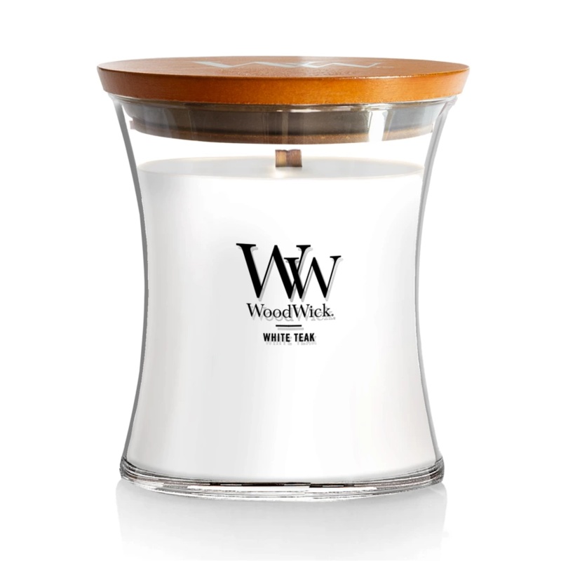 WoodWick Medium Hourglass Candle – White Teak