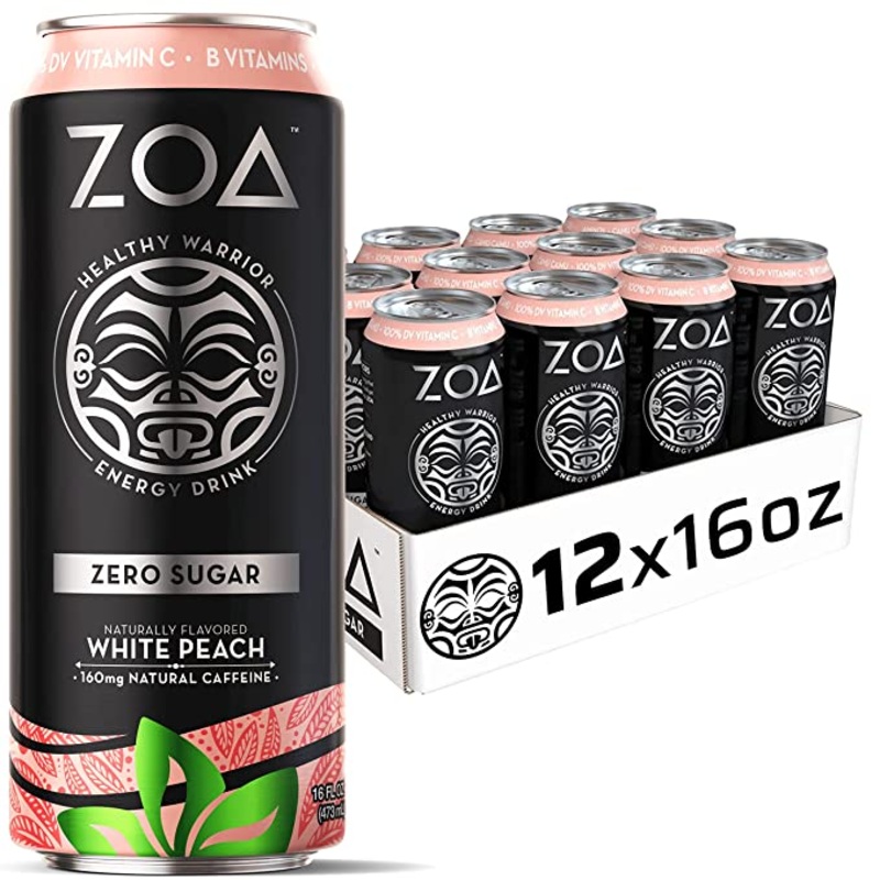 ZOA Zero Sugar White Peach Energy Drink
