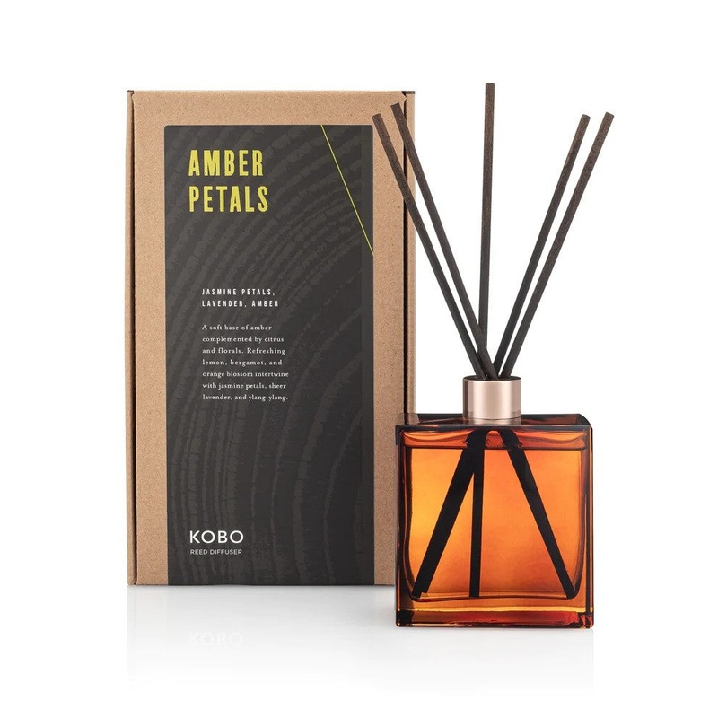KOBO Amber Petals Woodblock Reed Diffuser – 9 oz.