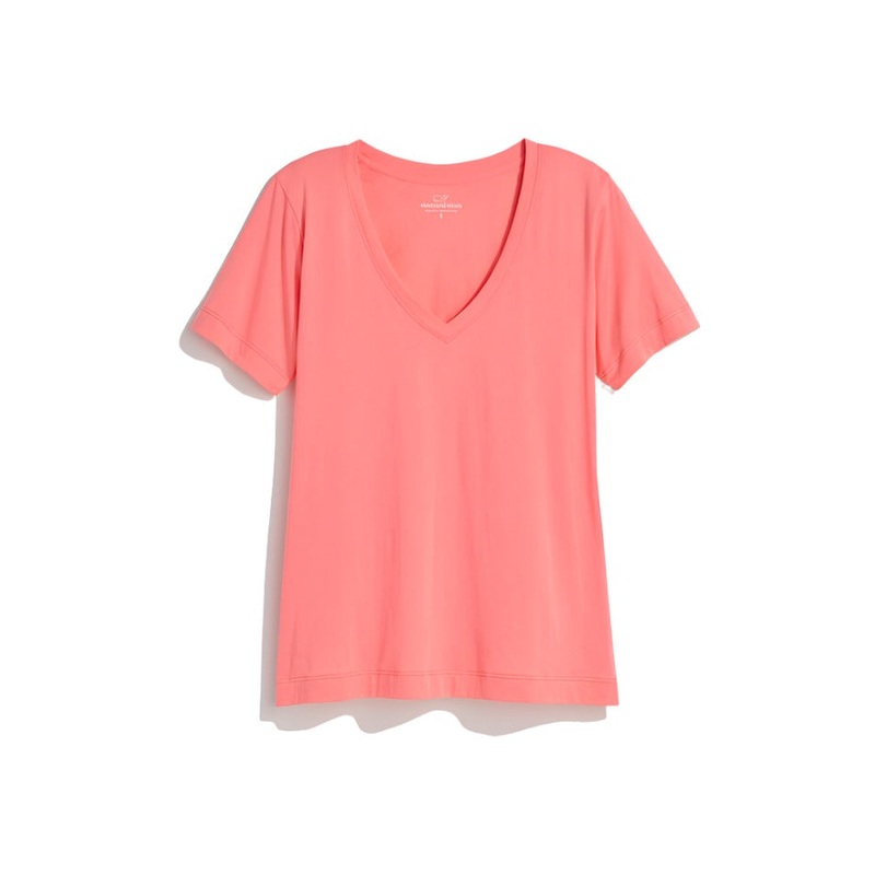 Vineyard Vines Womens Clean Jersey V-Neck Short Sleeve T-Shirt
